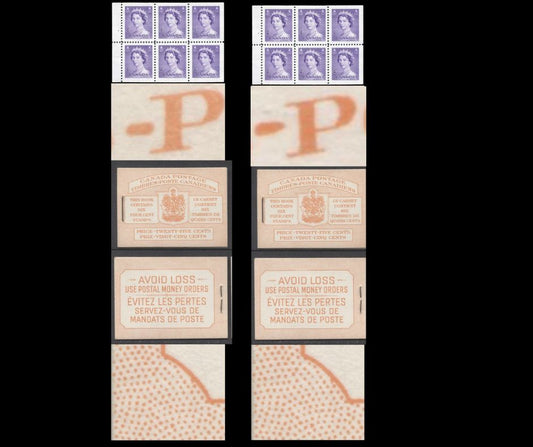 Canada #BK45BIIIe-fGii 1953-1954 Karsh Issue Complete 25c, 2 Bilingual Booklets Containing 1 Pane of 6 of the 4c Violet Queen Elizabeth II, Covers IIIe Gii And IIIf Gii