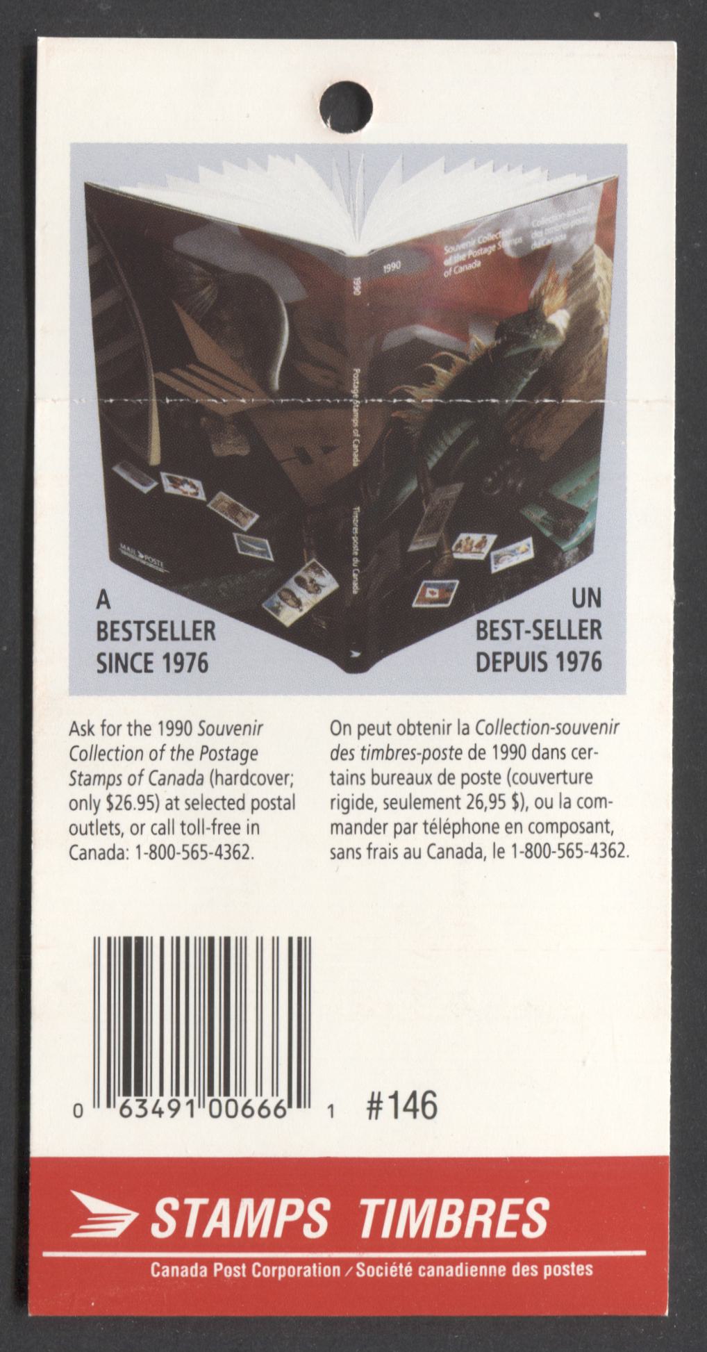 Canada #BK125 40c Multicolored Flag & Mountain, 1990 Flag & Wildlife Issue, 2 VFNH Sealed Booklets Of 25 On DF Glossy Cover, 1990 Collection, Ad on Back