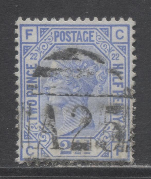 Great Britain SC#82 (SG#157) 2 1/2d Blue 1880-1883 Large Coloured Corner Letters, Malta Z40, Plate 22 Printing, Imperial Crown Wmk, A Very Fine Used Example, Click on Listing to See ALL Pictures, Estimated Value $10