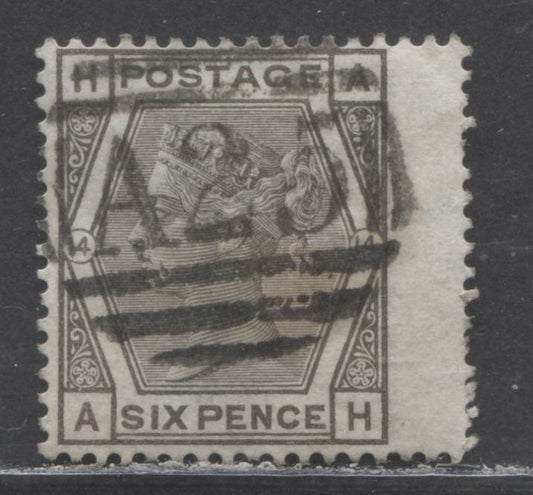 Great Britain SC#62 (SG#147) 6d Grey 1873-1880 Large Coloured Corner Letters, Malta Z64 Plate 14 Printing, Spray Of Rose Wmk, A Very Good - Fine Used Example, Click on Listing to See ALL Pictures, Estimated Value $10