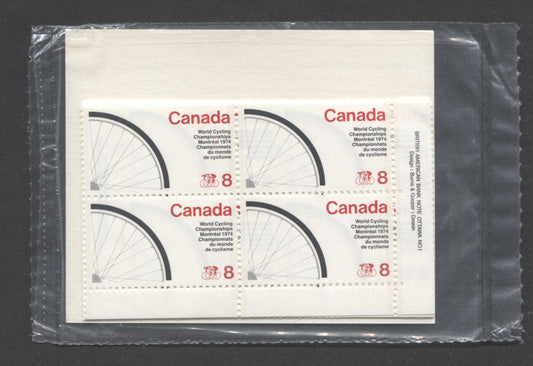 Canada #663 8c Dark Brown, Yellow & Buff Dr Samuel Chown & Dr John Cook, 1975 Canadian Personalities, A VFNH Sealed Pack Of Plate Blocks On DF/DF Paper With DF Insert Card Type 2B, Blue Background Behind Value, Unitrade Cat. As Blocks $6