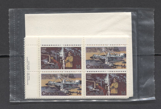 Canada #766a 14c Multicolored Cobalt Silver Mine, Athabasca Tar Sands, 1978 Natural Resources, A VFNH Sealed Pack Of Plate Blocks On DF/DF-fl, LF,S Paper With LF type 4A Insert With Large Font, Unitrade Cat. As Blocks $6
