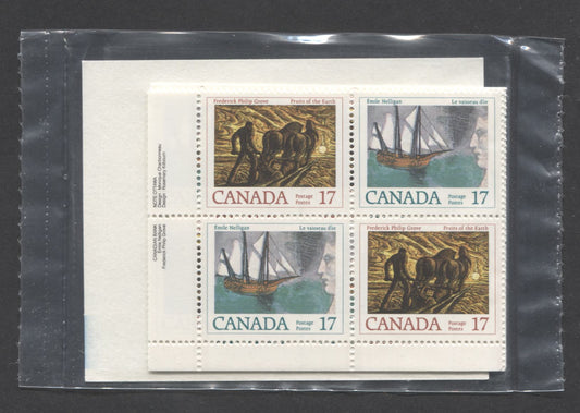 Canada #818a 17c Multicolored Fruits Of The Earth & Le Vaisseau d'or, 1979 Canadian Authors, A VFNH Sealed Pack Of Plate Blocks On DF/DF Paper With Type 4A LF Insert With Larger Font, Unitrade Cat. As Blocks $7