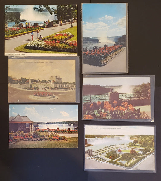 Group Of 6 Canadian Postcards Featuring Scenes The Oakes Garden, Niagara Falls, Ontario. Our Estimated Value Is $6.