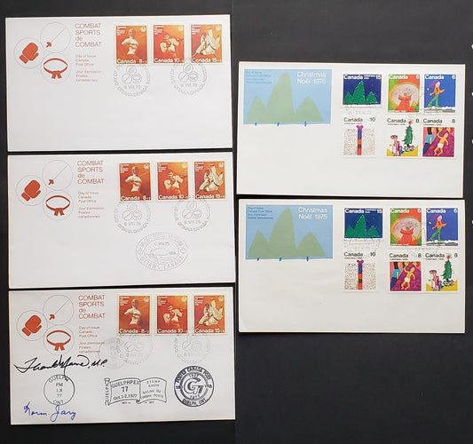 Canada #B7-B9,674-679 6c-15c Multicoloured Various Designs 1 Commemoratives & Semi Postals, 5 Canada Post First Day Covers Franked With Combination, DF, LF, MF & HF Paper, HB & DF Envelopes One Signed At Guelphrex, Cat. Value $11.95