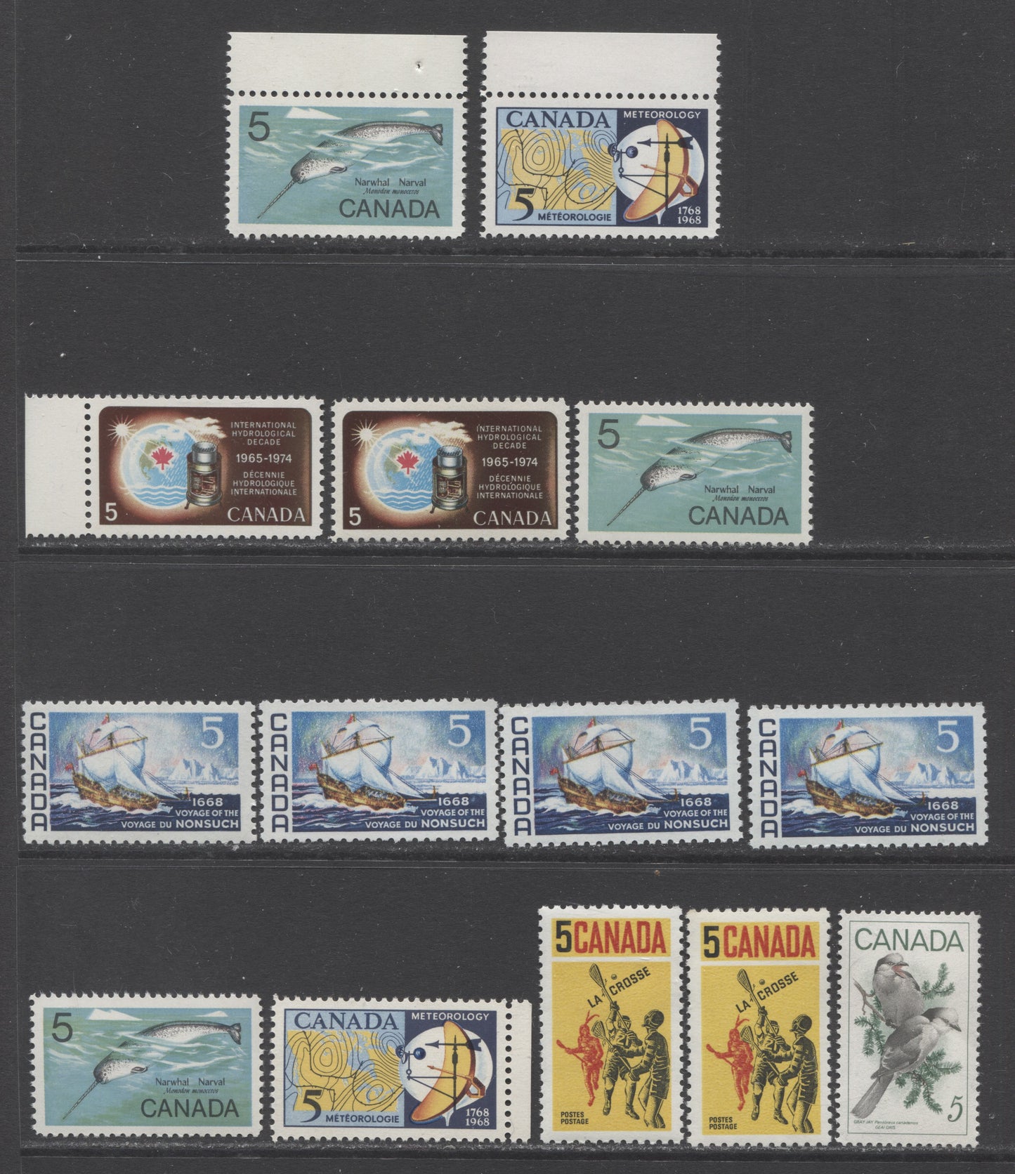 Canada #478-483 1968 Commemoratives, A Specialized Lot of 14 VFNH Stamps Including All Listed Paper Varieties, Plus Several Unlisted Ones, Unitrade Cat. $13.15