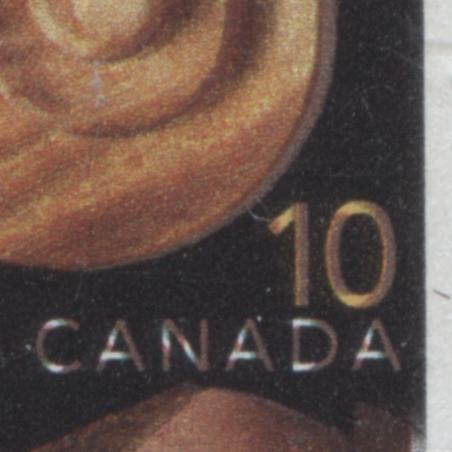 Lot 37 Canada #1679 10c Multicolored Artistic Woodworking, 1999 Traditional Trades, A VFNH Single With Black Shifted To Left Making Canada Appear Doubled