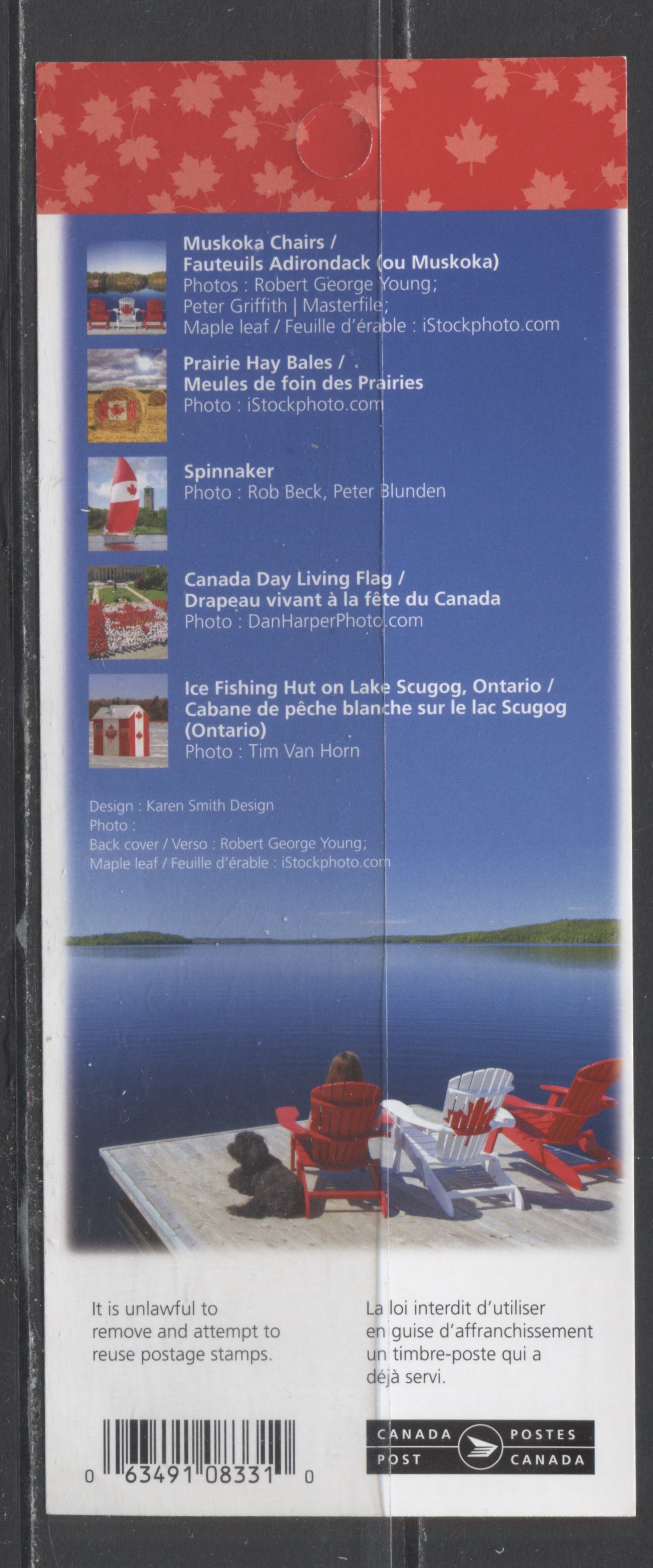 Canada #BK521 P(63c) Multicolored Flags, 2013 Canadian Pride, A VFNH Booklet Of 10 On DF/HB TRC Paper & Fluorescent Red Ink