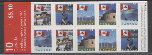 Lot 331 Canada #BK317a 51c Multicolored Flag Over Scenes, 2005-2006 Definitive Issues, A VFNH Booklet Of 10 On DF/MF Fasson Paper With 29 Slit Roulette $12