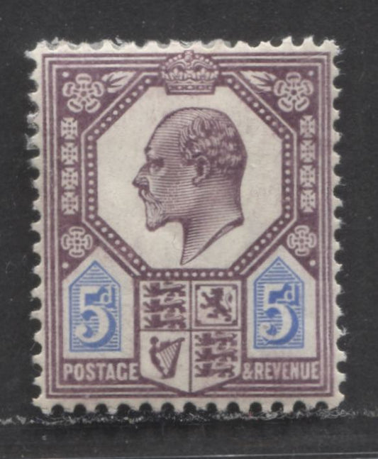 Great Britain SC#134c Slate Purple & Ultramarine 5d 1906 Edward VII Issue, On Chalky paper, A VFOG Example, Click on Listing to See ALL Pictures, 2022 Scott Classic Cat. $57.50