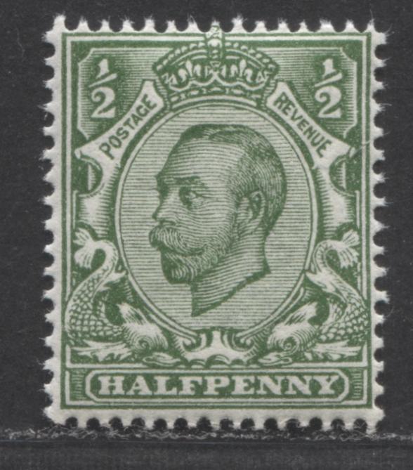 Great Britain SC#153 Yellow Green 1/2d 1911 Downey Heads Issue, Re-Engraved Type 2, A F/VFNH Examples, Click on Listing to See ALL Pictures, 2022 Scott Classic Cat. $15