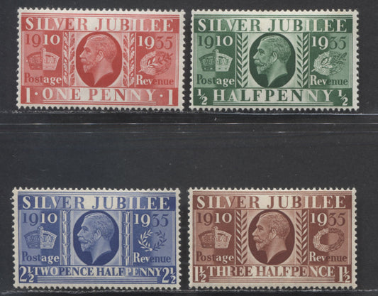 Great Britain SC#226-229 1935 Silver Jubilee, Block Cypher Watermark, 4 VFNH Singles, Click on Listing to See ALL Pictures, 2022 Scott Classic Cat. $9.5