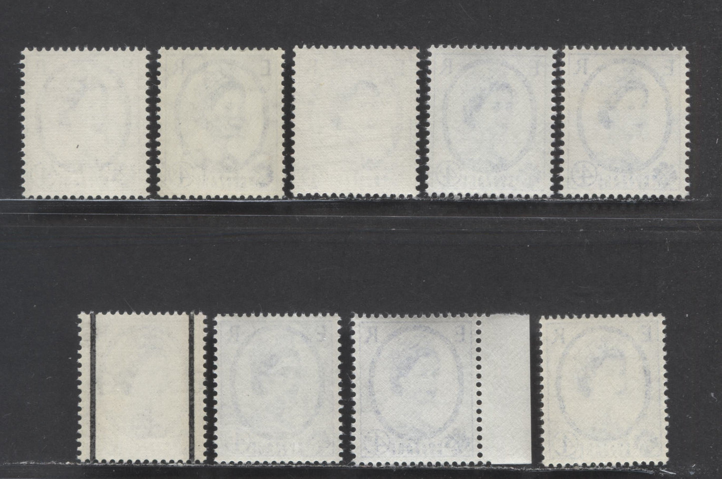 Lot 21 Great Britain SG#521/616a 4d Ultramarine & Deep Ultramarine 1952-1967 Wilding Issue, A Specialized Group of 9 VFNH Stamps, Being Most Listed Varieties, Plus Some Unlisted Ones, Estimated Value $27
