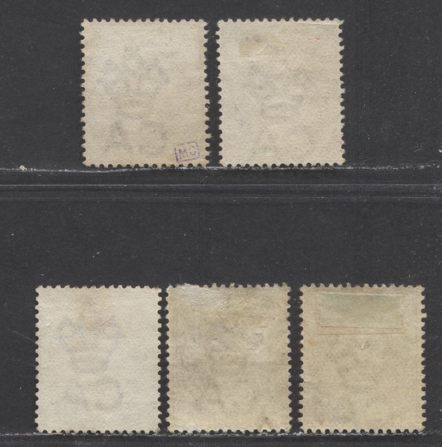 Lot 36 Lagos SC#18 2d Lilac & Deep Lilac, Lilac & Blue, Ultramarine & Cobalt 1887-1902 Bicolored, Crown CA Watermark, Perf 14 Comb, 5 Fine/Very Fine Used Examples, All Different Printings,  2022 Scott Classic Cat. $16.25 USD