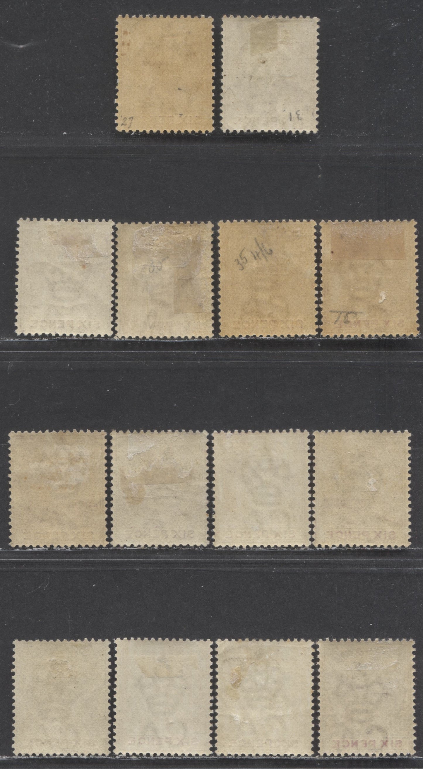 Lagos SC#27-28 6d Lilac & Claret, Mauve, Purple, Carmine 1887-1902 Queen Victoria, Plate 1 And Plate 2 Printings, 14 VFOG Examples, Click on Listing to See ALL Pictures, 2022 Scott Classic Cat. $77 USD