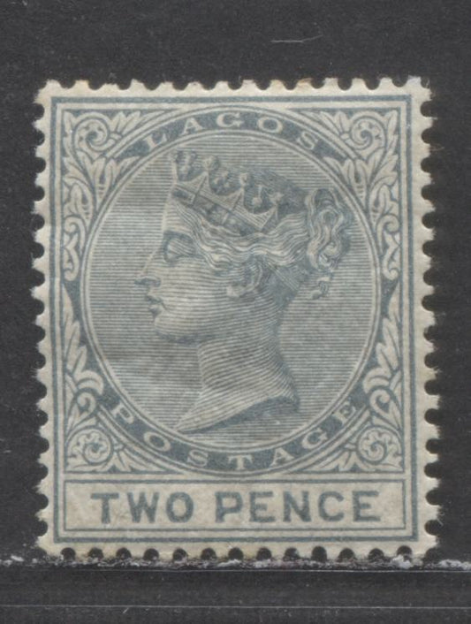 Lagos SC#17 2d Gray 1884-1886 Colour Changes & New Values, Crown CA Watermark, Perf 14 Comb With Crackly Gum, A VFOG Example, Click on Listing to See ALL Pictures, 2022 Scott Classic Cat. $100 USD