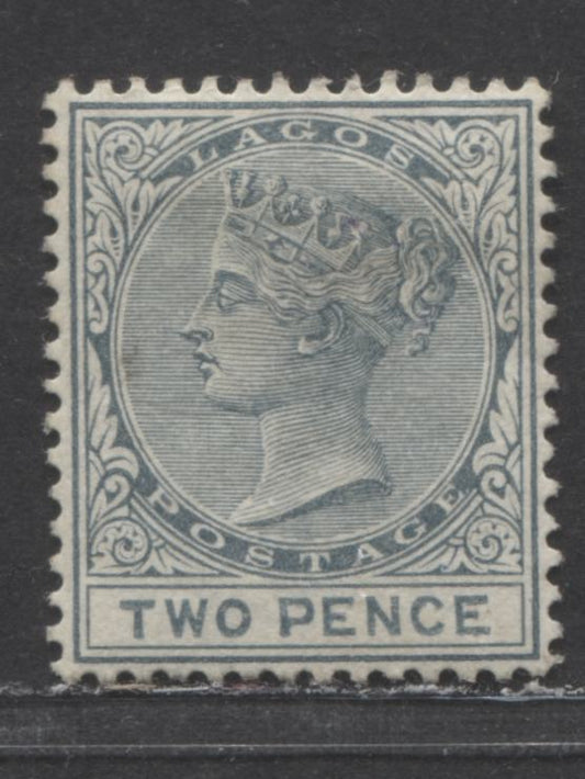 Lot 359 Lagos SC#17 2d Slate Gray 1884-1886 Colour Changes & New Values, Crown CA Watermark, Perf 14 Comb With Smoother Gum, A VFOG Example, Click on Listing to See ALL Pictures, 2022 Scott Classic Cat. $100 USD