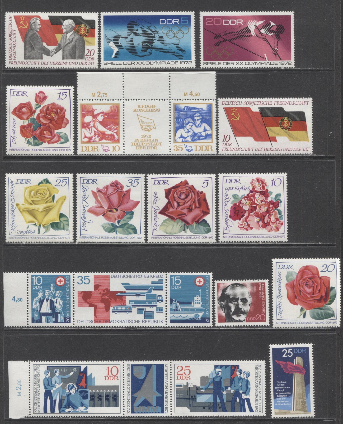 German Democratic Republic SC#1360/1410 1972 Leipzig Fair - Masters Of Tomorrow Issues, 39 VFNH Singles & Gutter Pairs, Click on Listing to See ALL Pictures, 2017 Scott Cat. $23.7 USD