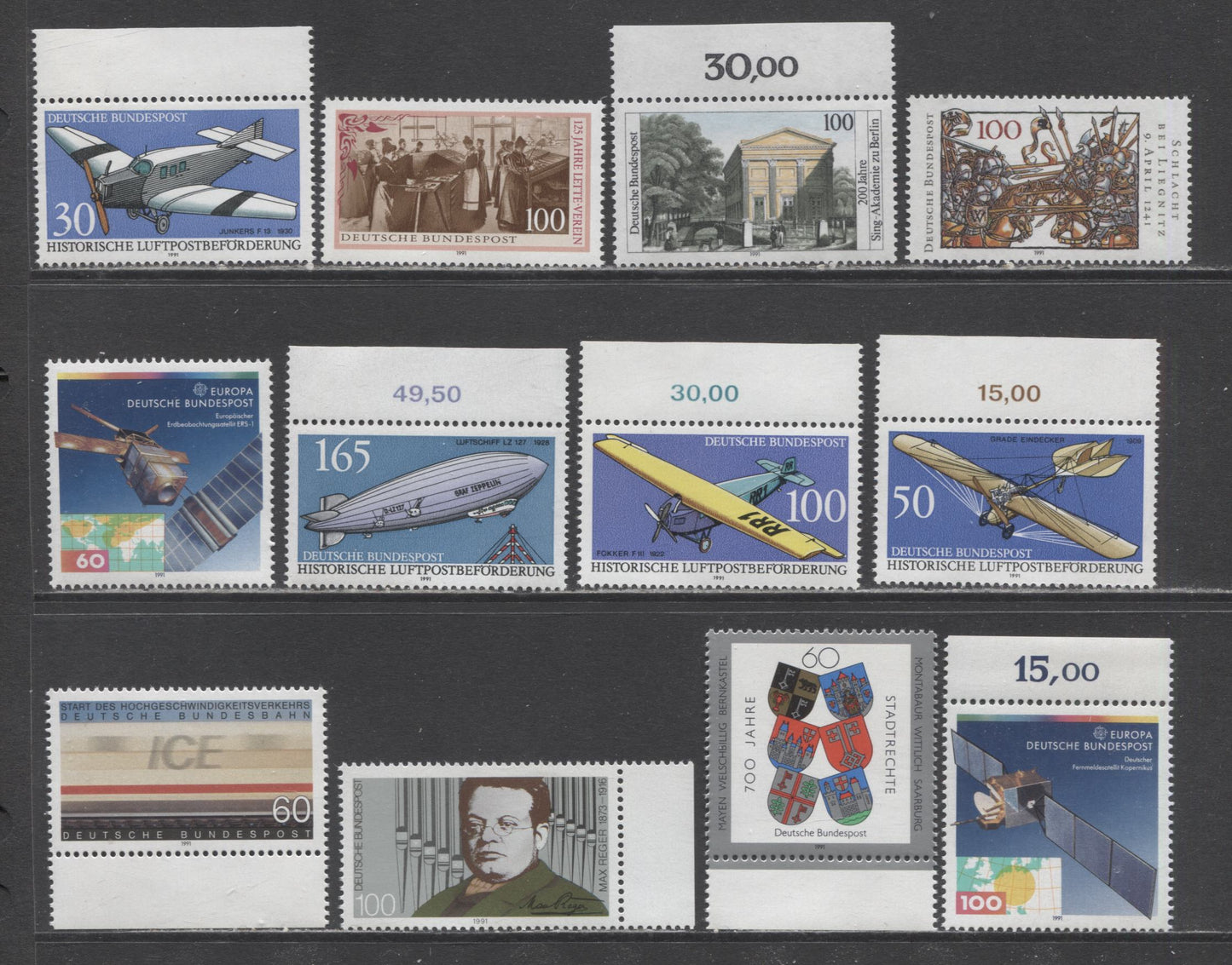 Germany SC#1635-1646 1991 Battle Of Legnica - Intercity Express, 12 VFNH Singles, Click on Listing to See ALL Pictures, 2022 Scott Classic Cat. $16.15 USD