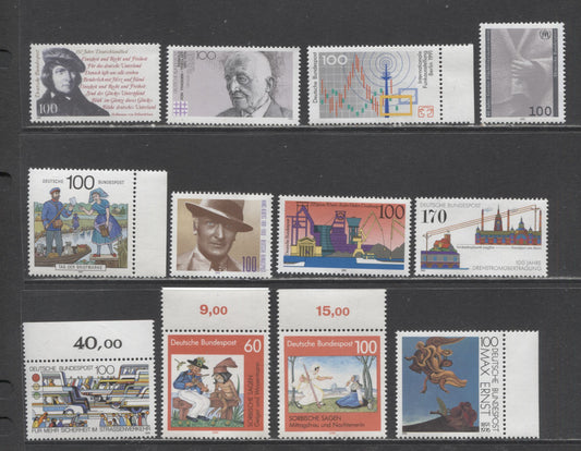 Germany SC#1678/1690 1991 Traffic Safety - Servian Legends, 12 VFNH Singles, Click on Listing to See ALL Pictures, 2022 Scott Classic Cat. $18.6 USD