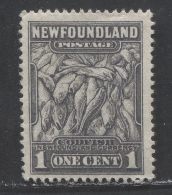 Newfoundland #184iii 1c Grey Black Codfish, 1932 - 1937 Definitive Issue - Perkins Bacon Printings, A F Unused Single With Inverted Watermark, Perf 13.6x13.5