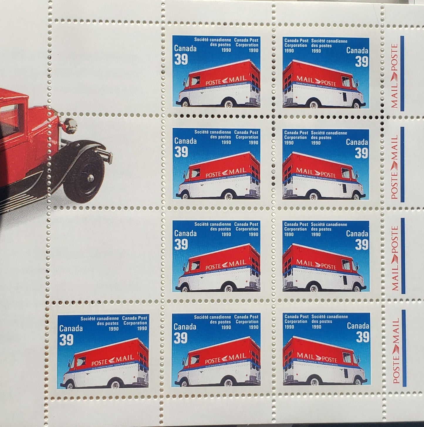 Canada #BK118 $9.75 Multicolored CPC Van, 1990 Moving The Mail Issue, A VFNH Prestige Booklet, A Booklet Of 25 39c Stamps