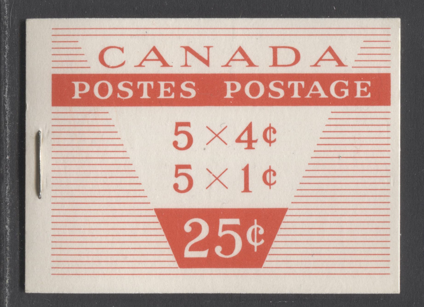 Canada #BK53c var 5x4c 5x1c Brown, Carmine, 1962-1967 Cameo Issue, A VFNH Booklet With Type III Cover, LF-fl With Few Fluorescent Fibres. Both Panes DF, DF Interleaves