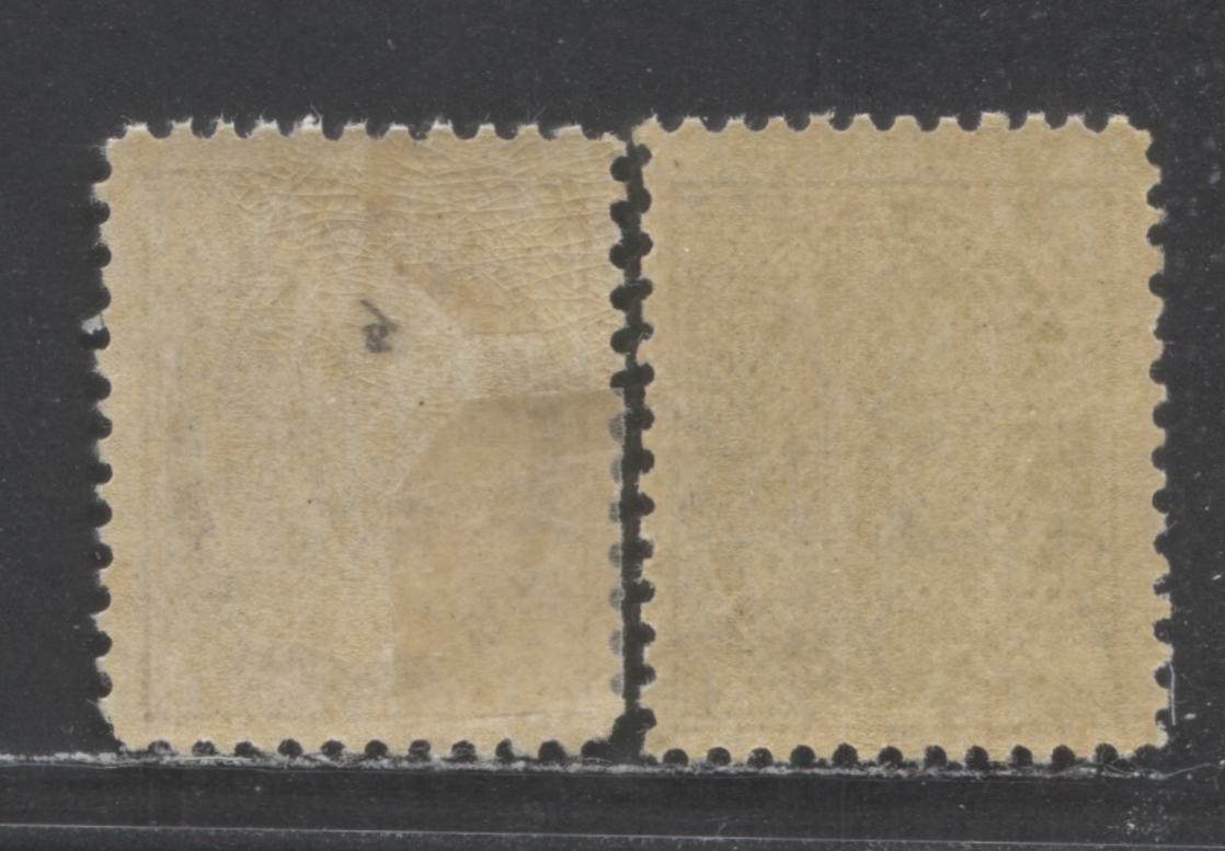 Lot 360 Canada #66, 68 1/2c, 2c Black, Purple, 1897 - 1898 Queen Victoria Maple Leaf Issue, 2 FOG Singles On Vertical Wove Paper