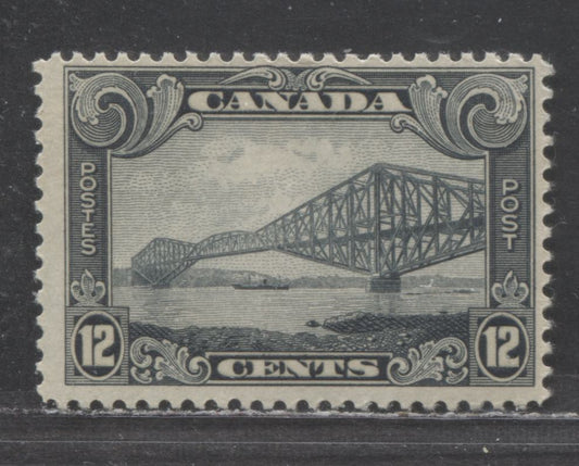Canada #156 12c Gray Quebec Bridge, 1928-1929 Scroll Issue, A FNH Single
