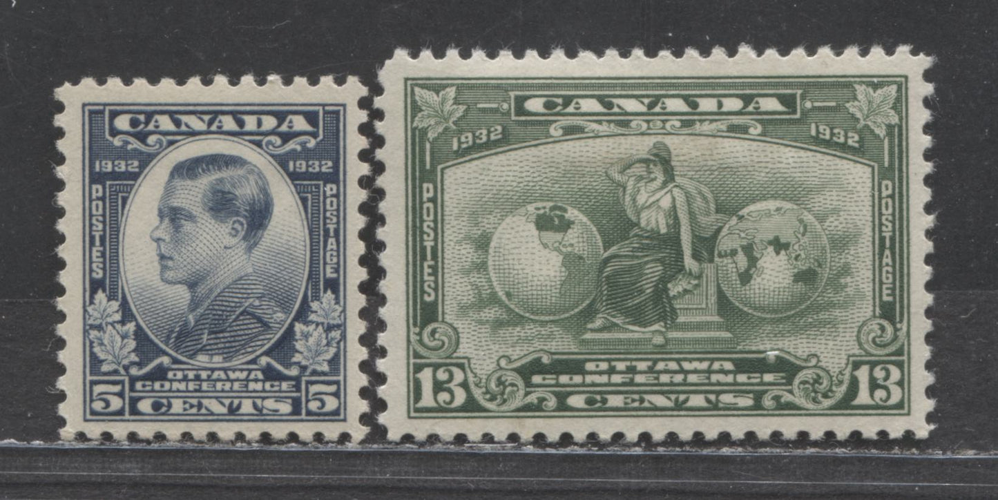 Canada #193-194 5c & 13c Dull Blue & Deep Green Prince Of Wales & Britannia, 1932 Imperial Economic Conference, 2 VFOG Singles