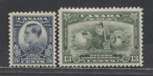 Canada #193-194 5c & 13c Dull Blue & Deep Green Prince Of Wales & Britannia, 1932 Imperial Economic Conference, 2 VFOG Singles