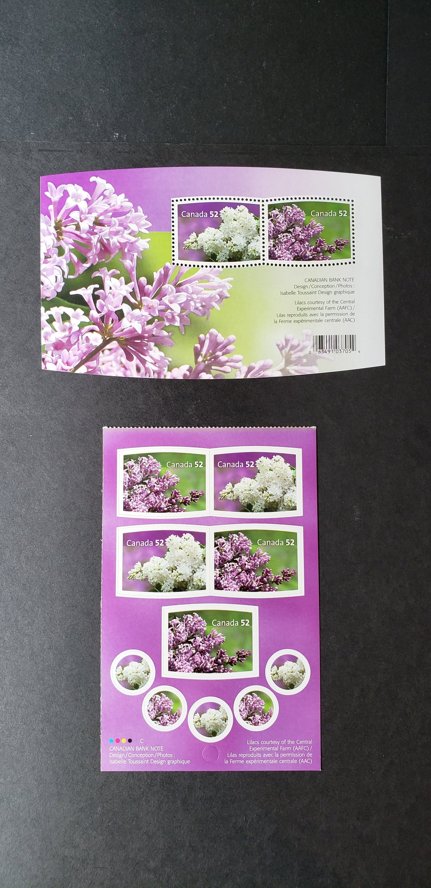 Canada #2206-2208 52c Multicolored Lilacs, 2007 Lilacs Issue, 2 VFNH Booklet Pane & Souvenir Sheet