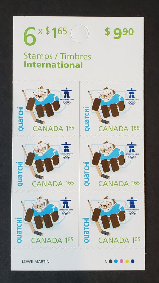 Canada #BK399 $1.65 Multicolored Quatchi, 2009 Olympic Emblems & Mascots, A VFNH Booklet Of 6