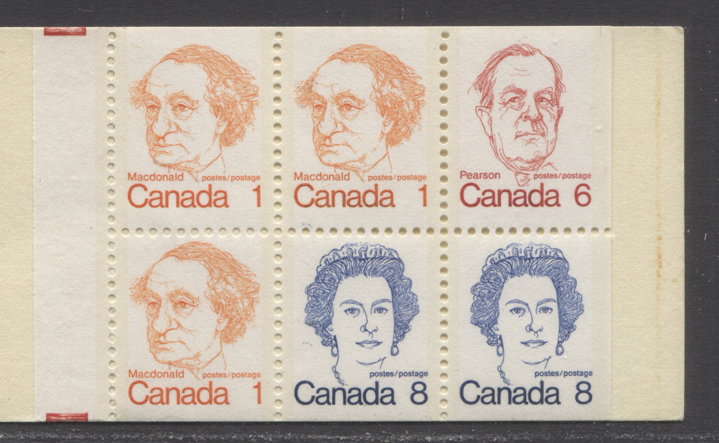 Canada #BK74g,q, 1972-1978 Caricature Issue, 3 Complete 25c Booklets, Dead Covers, DF/DF, LF/LF & DF/DF Vertical Ribbed