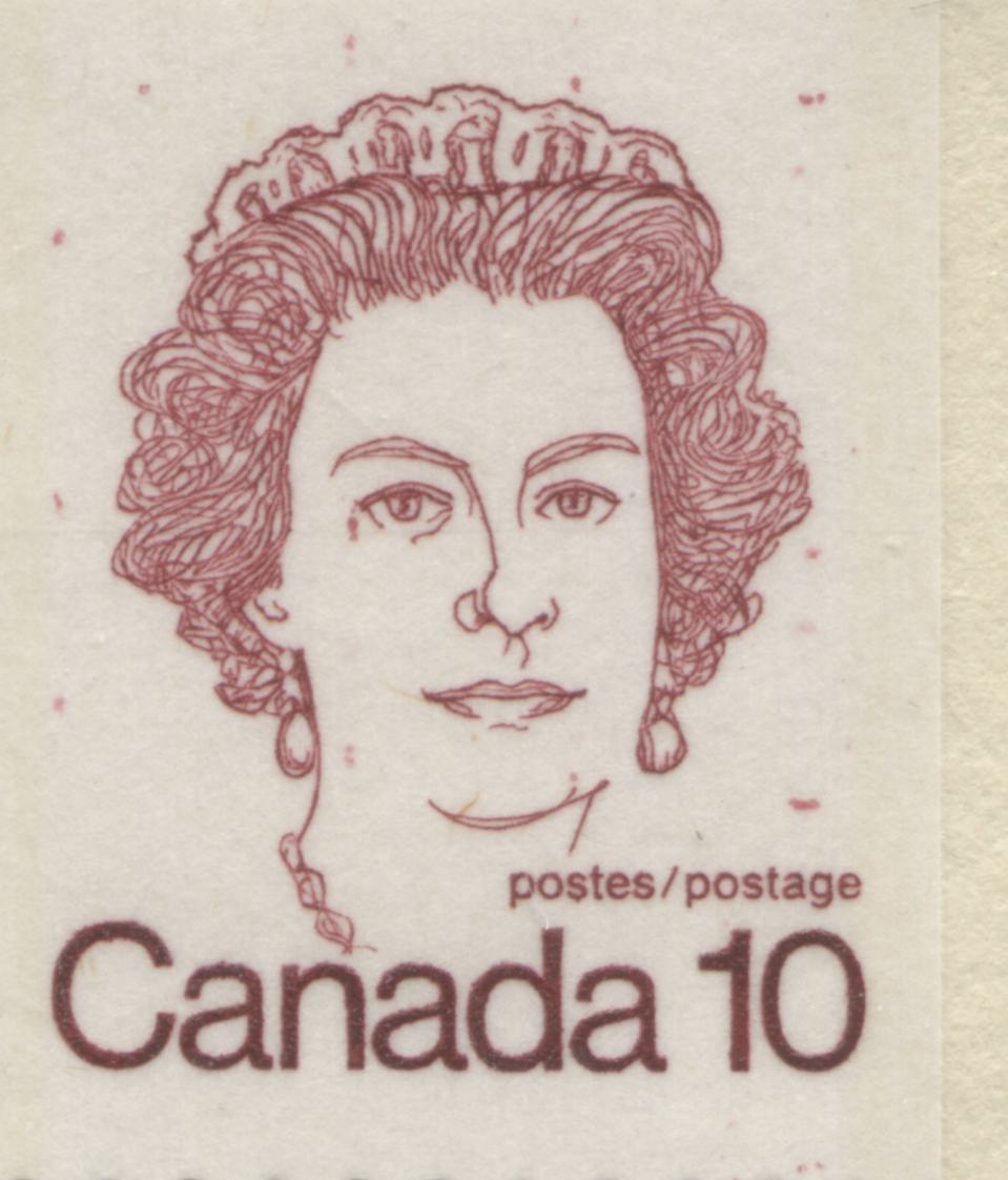 Canada #BK76avarT3 1972-1978 Caricature Issue, A Complete 50c Booklet, HB Junker's W-34, NF-fl Vertically Ribbed Pane, Medium Density Of LF & MF Fibers, Buzzing Bee Variety