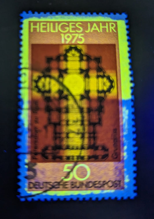 Germany SC#1162 50pf Red & Multicolored 1975 Holy Year, With Partial Tagging, A Very Fine Used Example, Click on Listing to See ALL Pictures, Estimated Value $15 USD