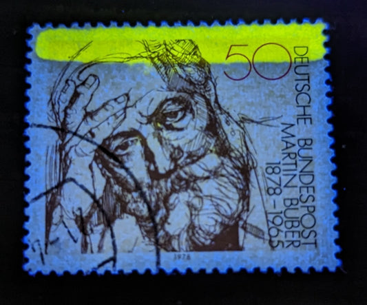 Germany SC#1268 50pf Multicolored 1978 Martin Buber, With Top Bar Tagging, A Very Fine Used Example, Click on Listing to See ALL Pictures, Estimated Value $15 USD