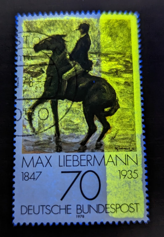 Germany SC#1284 70pf Multicolored 1978 Impressionist Paintings, With Right Bar & Spotty Tagging, A Very Fine Used Example, Click on Listing to See ALL Pictures, Estimated Value $15 USD