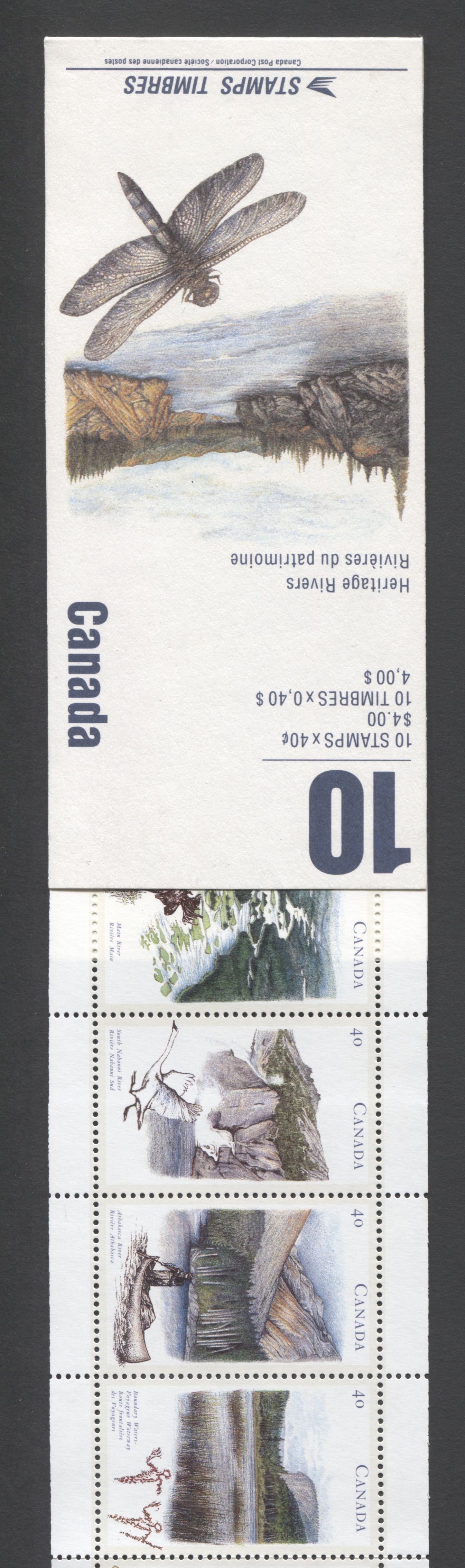 Canada #BK131a-b (SG #SB141) 1991 Heritage Rivers Issue, Complete $4  Booklet, Front Cover