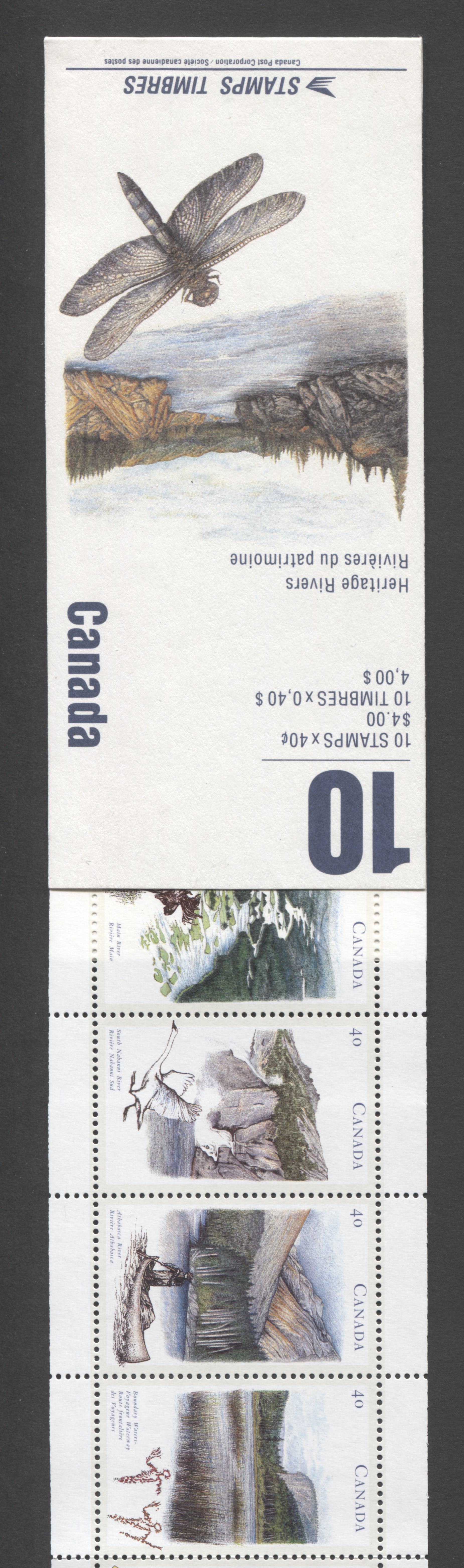 Canada #BK131a-b (SG #SB141) 1991 Heritage Rivers Issue, Complete $4  Booklet, Front Cover
