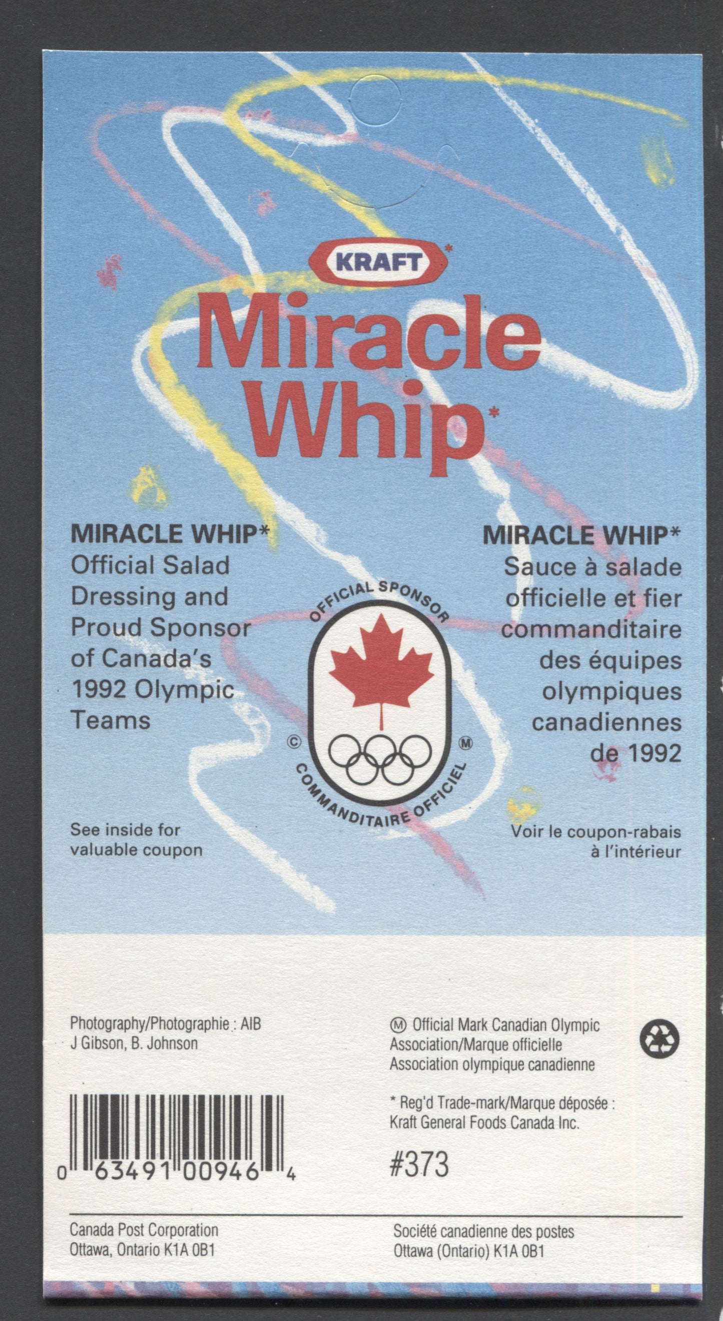 Canada #BK144a-c 1992 Winter Olympics Issue, Complete $4.20  Booklet, Coated Papers Paper, Dead Paper, 4 mm GT-4 Tagging