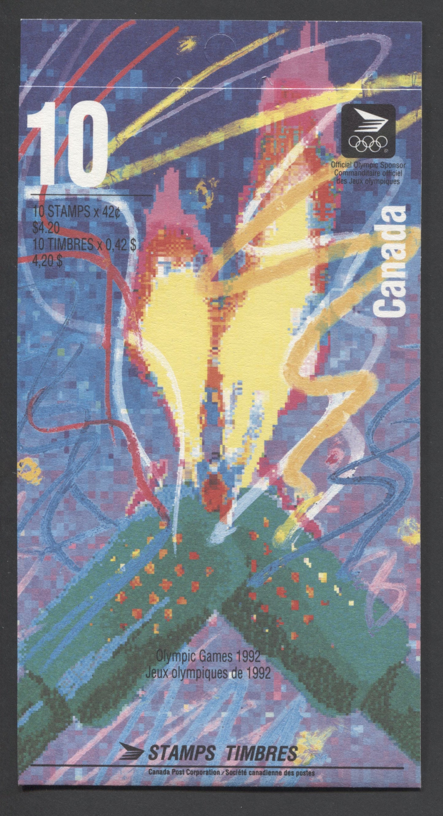 Canada #BK144a-c 1992 Winter Olympics Issue, Complete $4.20  Booklet, Coated Papers Paper, Dead Paper, 4 mm GT-4 Tagging
