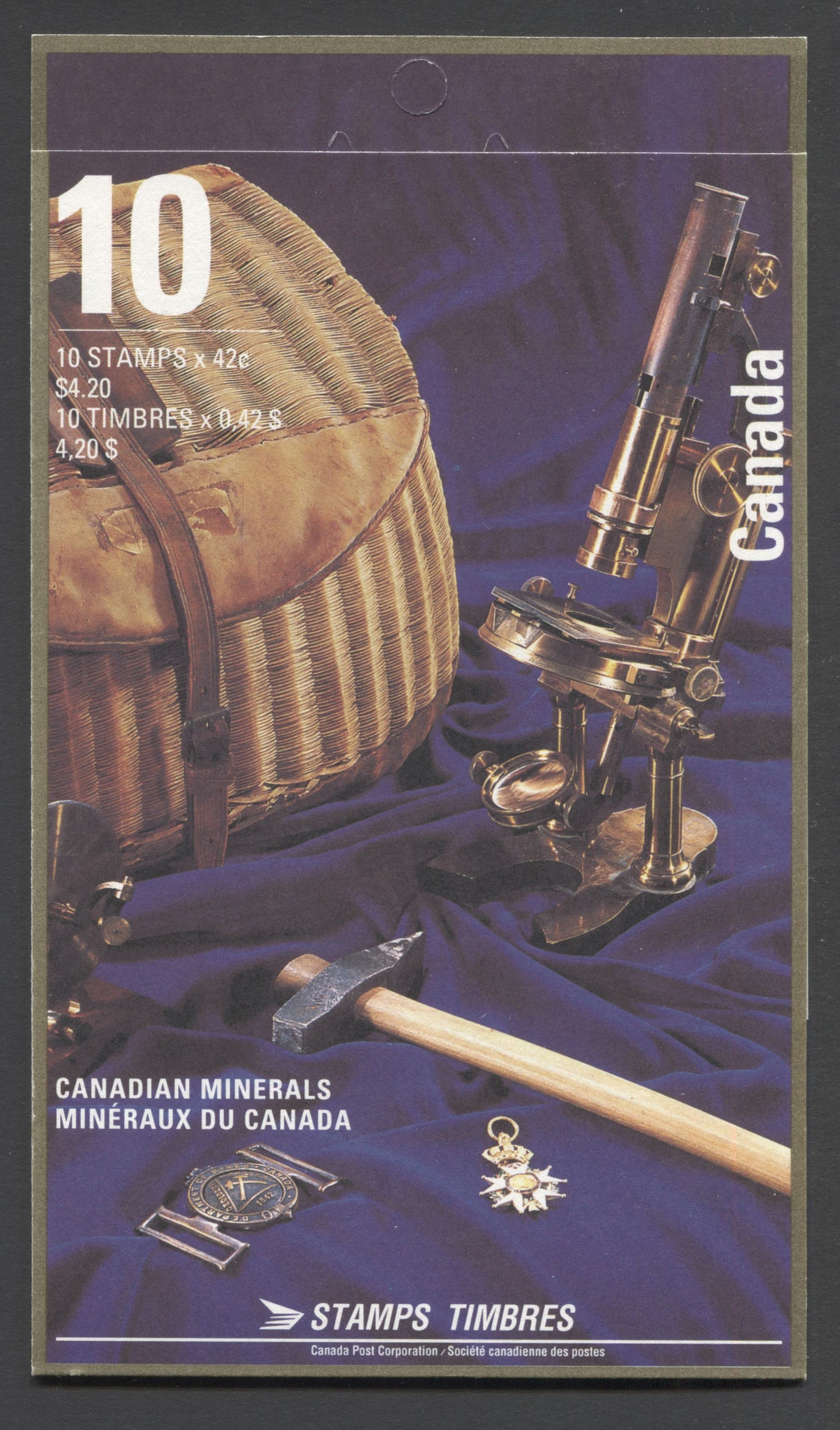 Canada #BK147a-b 1992 Canadian Geological Survey Issue, Complete $4.20  Booklet, Coated Papers Paper, Dead Paper, 4 mm GT-4 Tagging