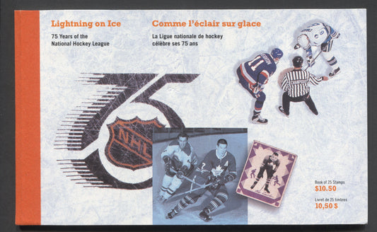 Canada #BK148a-c 1992 NHL Issue, Complete $10.50  Booklet, Harrison Paper, Dead Paper, 4 mm GT-4 Tagging