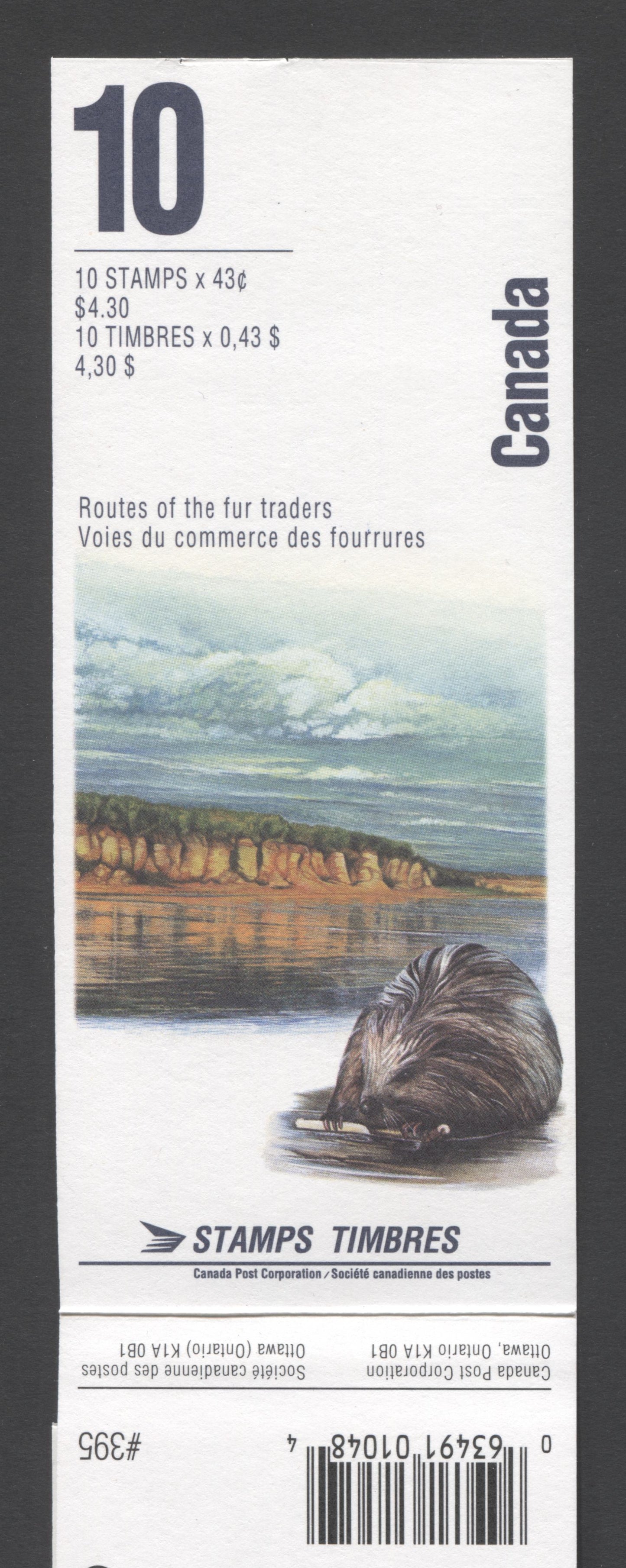 Canada #BK170a-b 1994 Heritage Rivers Issue, Complete $4.30 Booklet, Harrison Paper, Dead Paper, 4 mm GT-4 Tagging