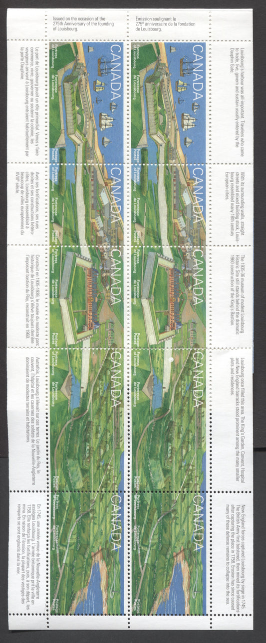 Canada #BK175a-b 1995 Fortress of Louisburg Issue, Complete $4.30 Booklet, Coated Papers Paper, Dead Paper, All Over Tagging