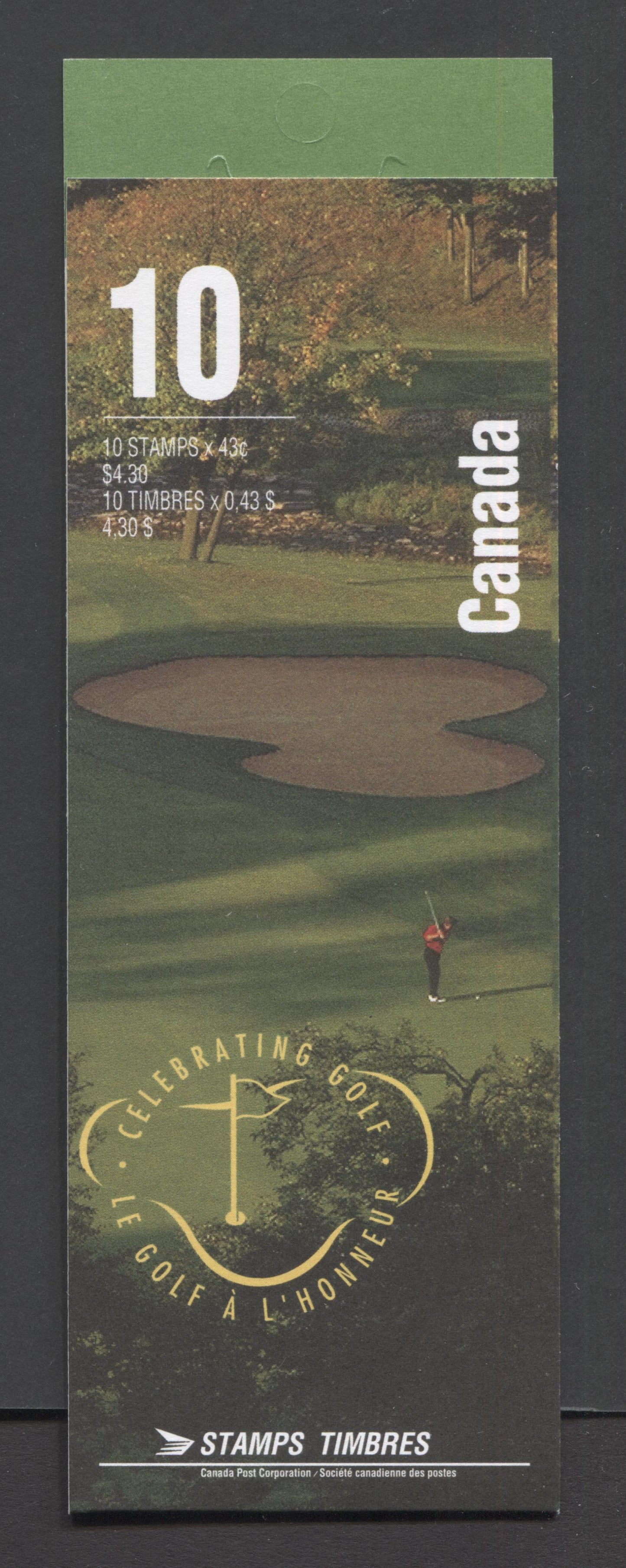 Canada #BK176a-b 1995 Golf in Canada Issue, Complete $4.30 Booklet, Coated Papers Paper, Dead Paper, 4 mm GT-4 Tagging