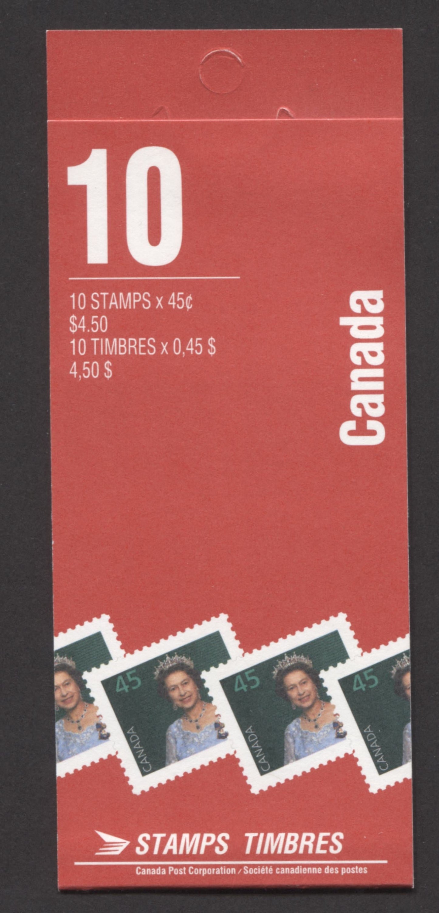 Canada #BK179a-Ab 1991-1998 Fruit and Flag Definitive Issue, Complete $4.50 Booklet, Peterborough Paper, Dead Paper, 4 mm GT-4 Tagging