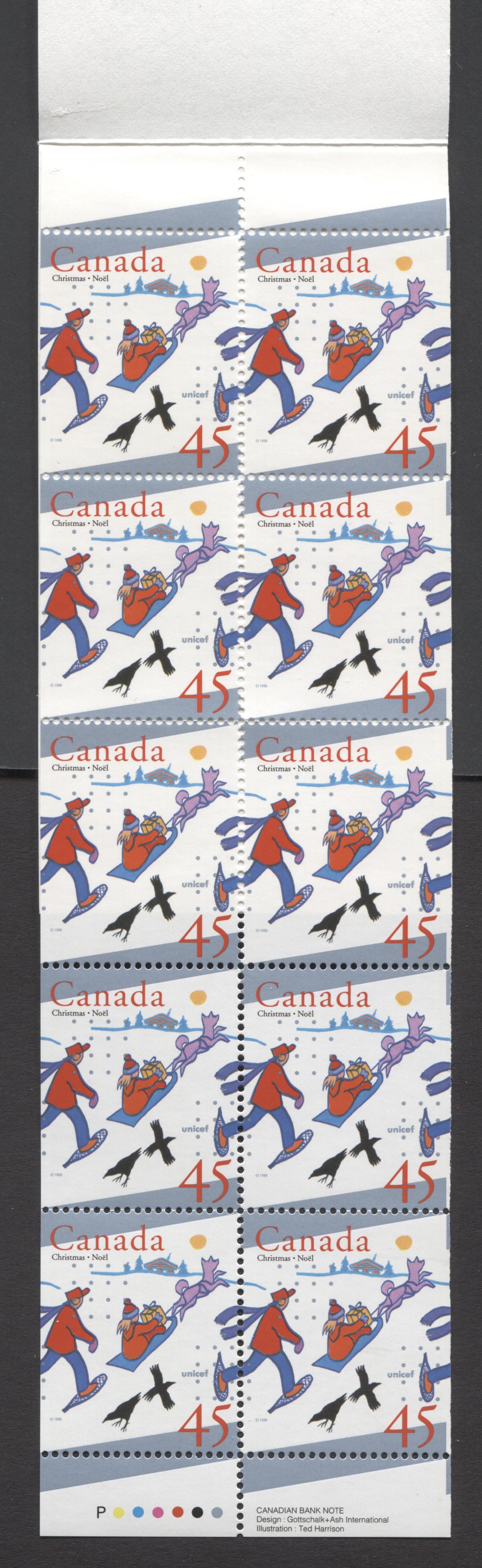 Canada #BK196a-b (SG #SB211) 1996 Christmas Issue, Complete $4.5  Booklet, Front Cover