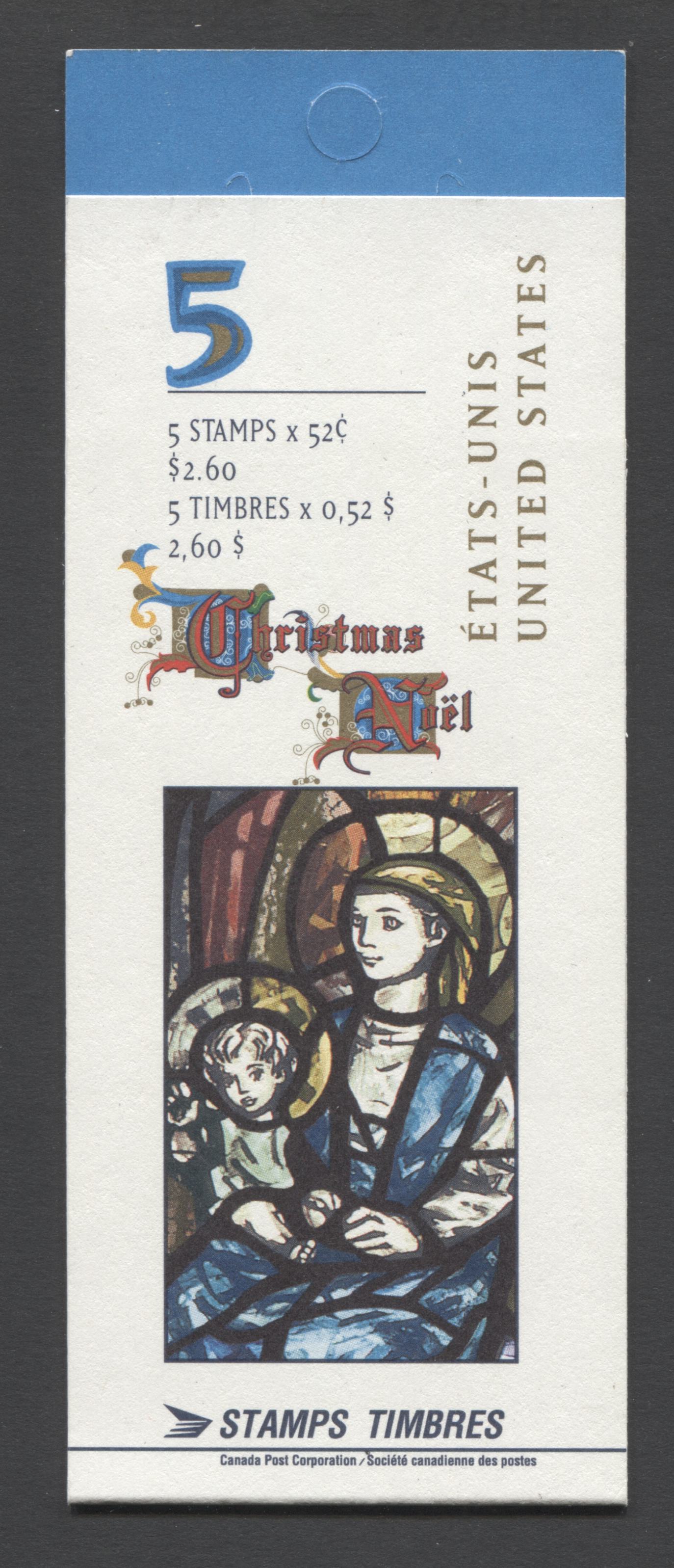 Canada #BK203a-b 1997 Christmas Issue, Complete $2.60 Booklet, Coated Papers Paper, Dead Paper, 4 mm GT-4 Tagging
